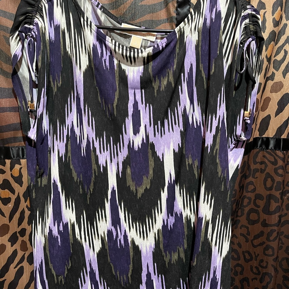 Michael Kors Purple and Black Patterned Blouse
